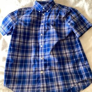 Polo Ralph Lauren boys size 14/16 blue plaid shirt sleeve oxford shirt